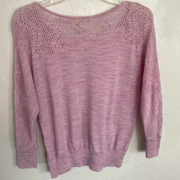 KNITTED & KNOTTED 100% Wool Blush Heathered Pink Scoop Neck Sweater, Size Small - Picture 5 of 7